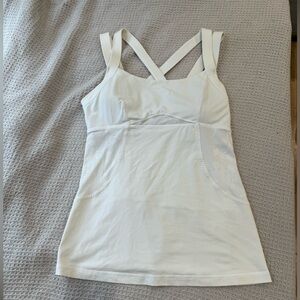LuluLemon White Tank With Built in Bra Size 10